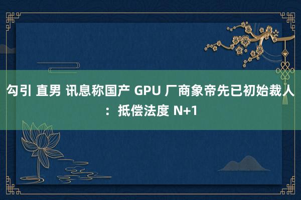 勾引 直男 讯息称国产 GPU 厂商象帝先已初始裁人：抵偿法度 N+1